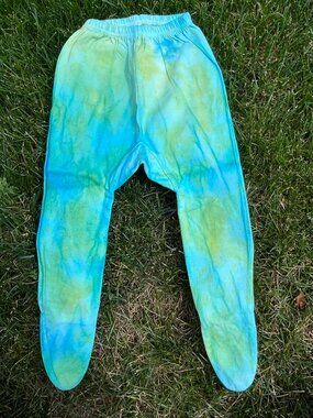 Newborn Baby Boy Yellow & Aquamarine Blue Random Tie-Dye Footie Bottoms